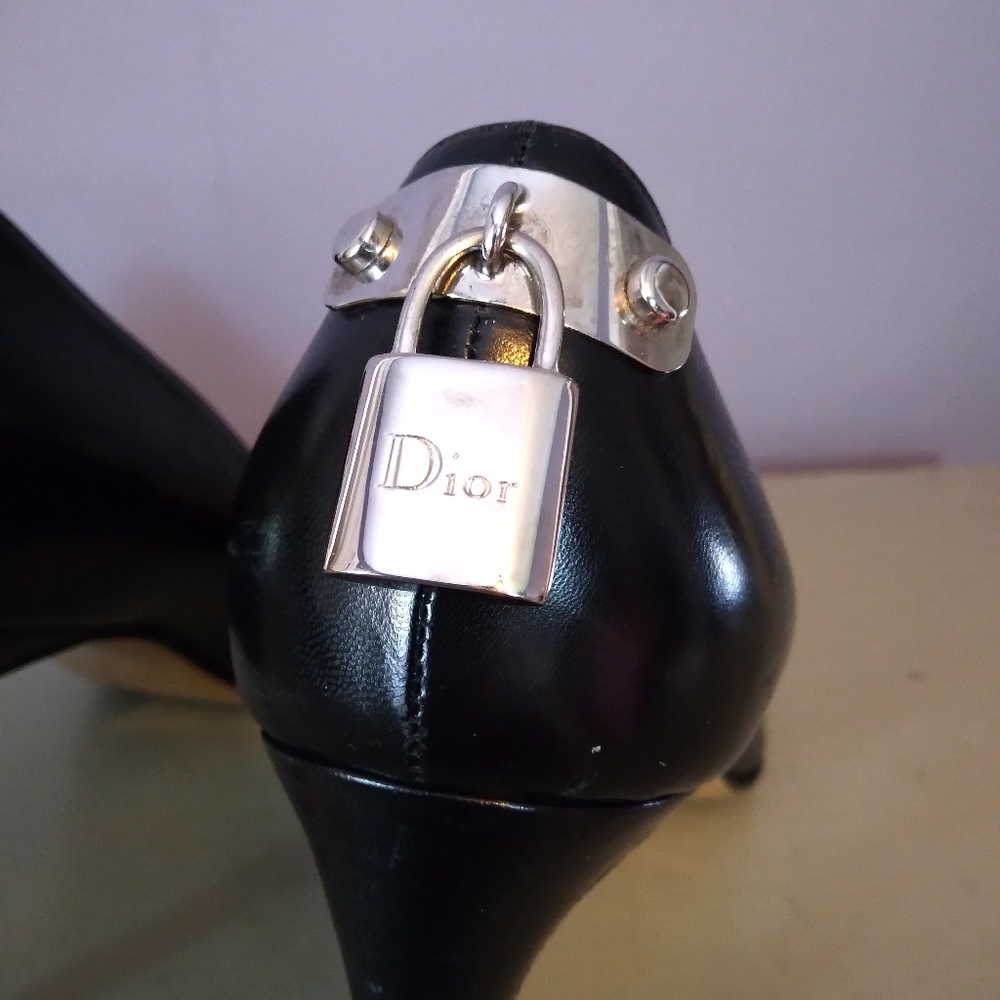 Christian Dior black padlock shoes high heels